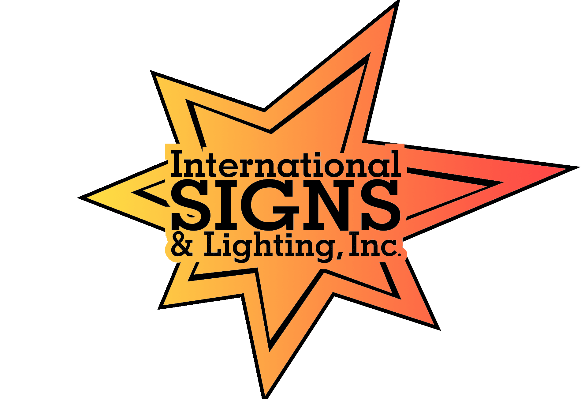International signs and lighting logo black and white