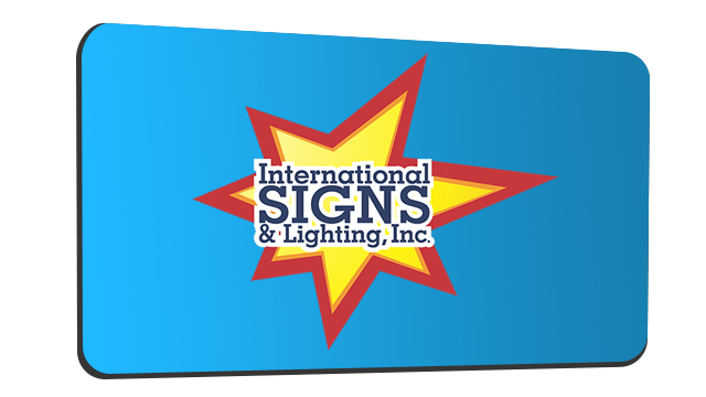 Magnetic car sign, blue background with logo